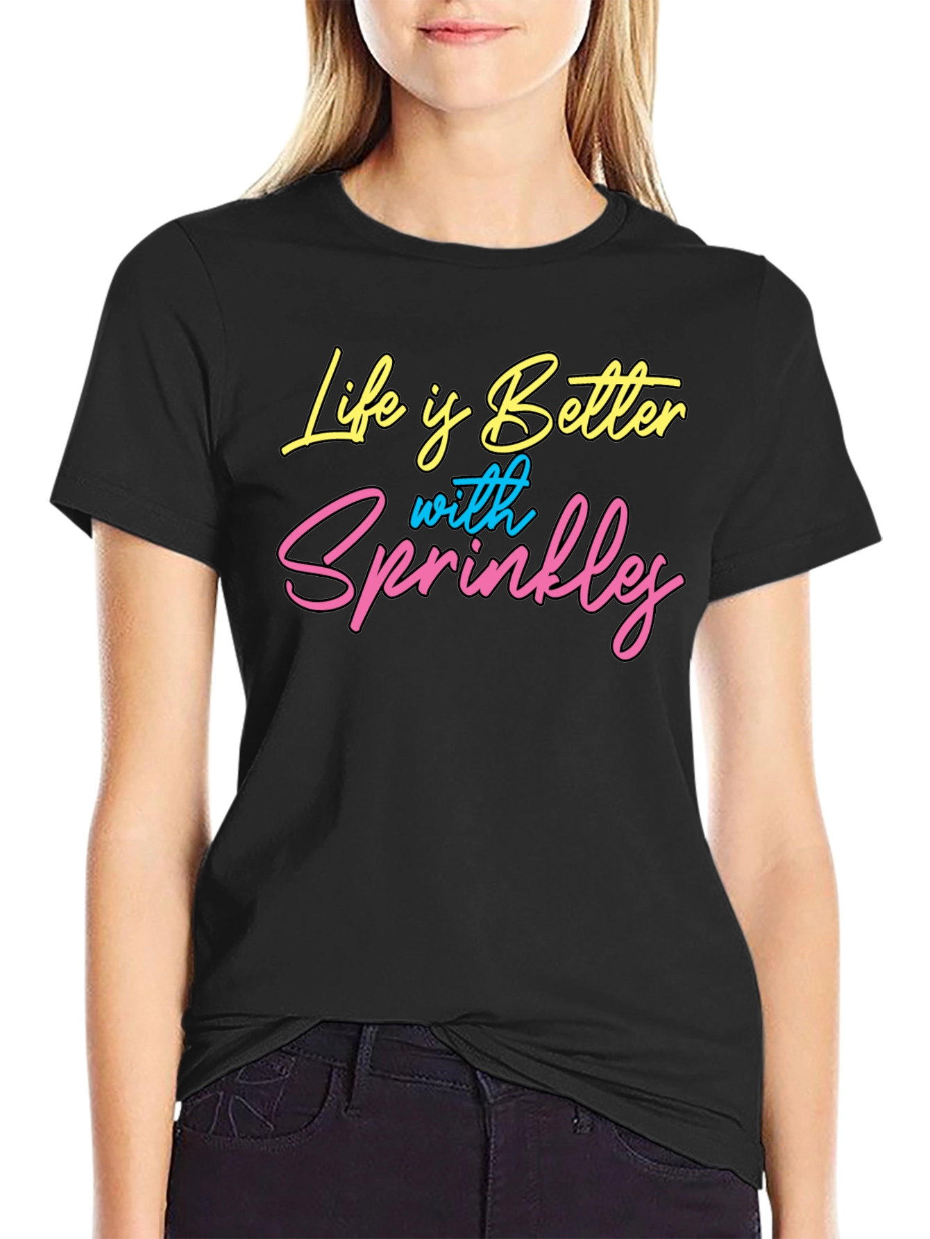 Life is Better with Sprinkles Black Graphic Tee