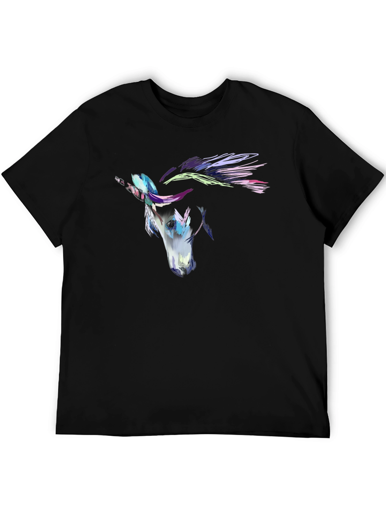 Abstract Horse Graphic Mens Black T-Shirt