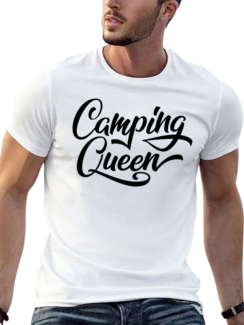 Camping Queen Graphic Tee - Black Cotton T-Shirt