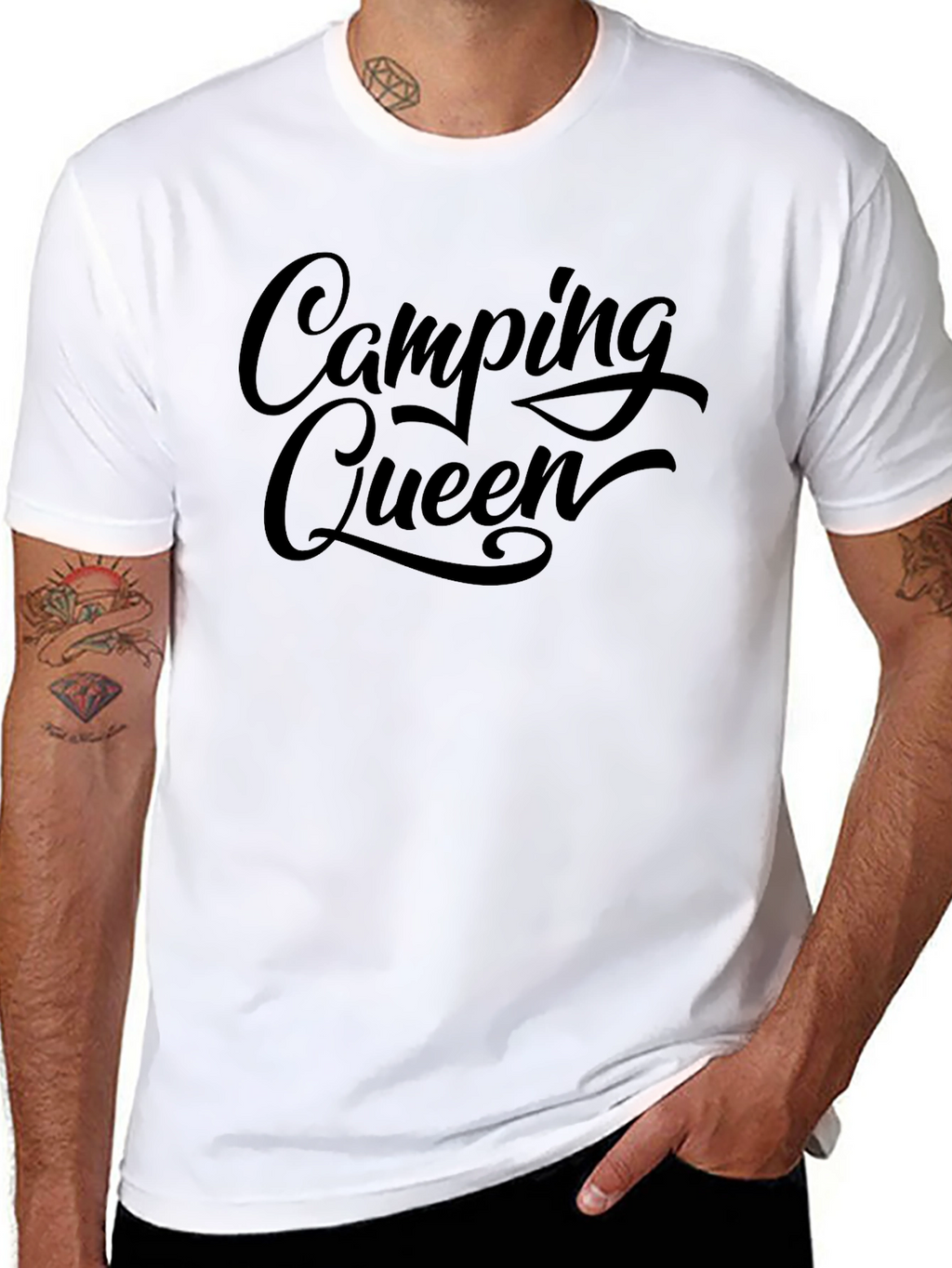 Camping Queen Graphic Tee - Black Cotton T-Shirt