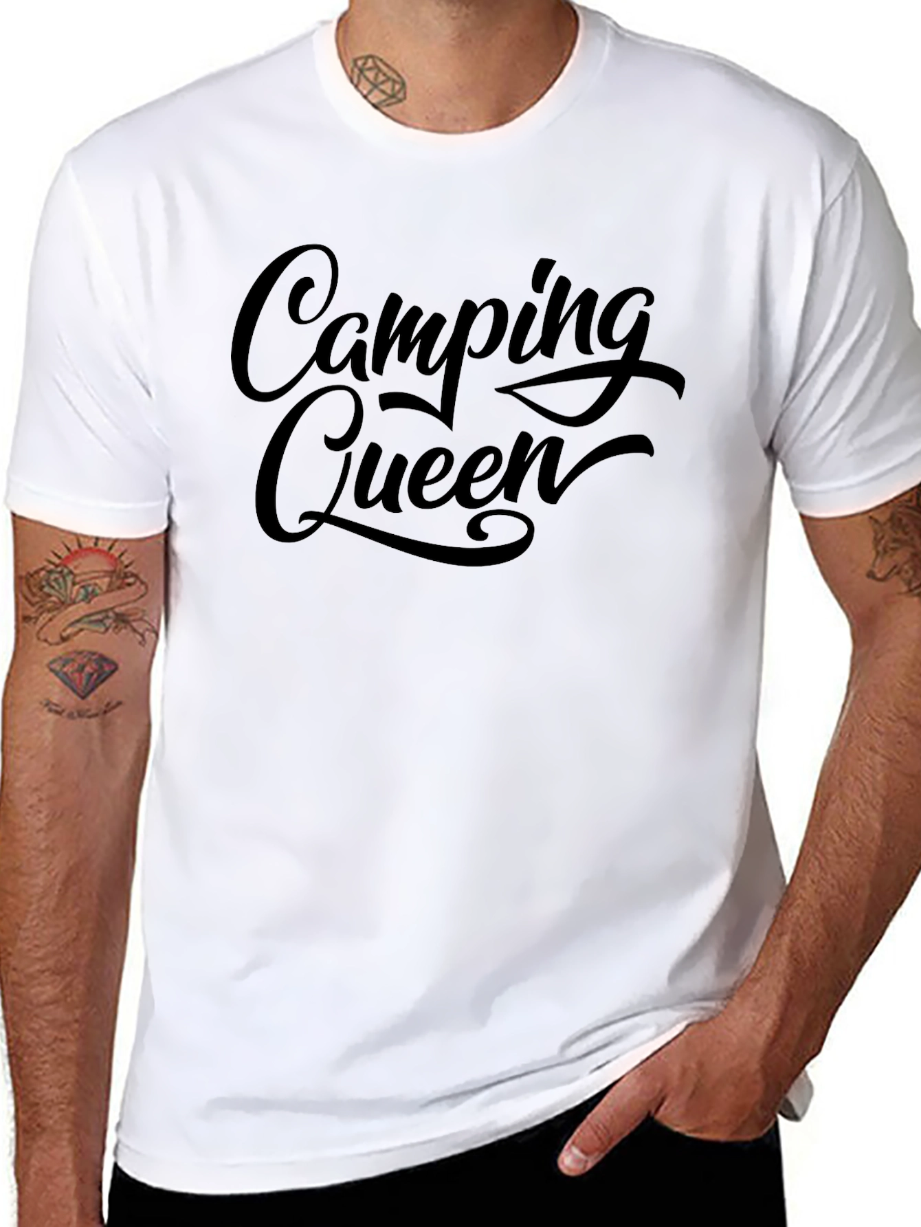 Camping Queen Graphic Tee - Black Cotton T-Shirt