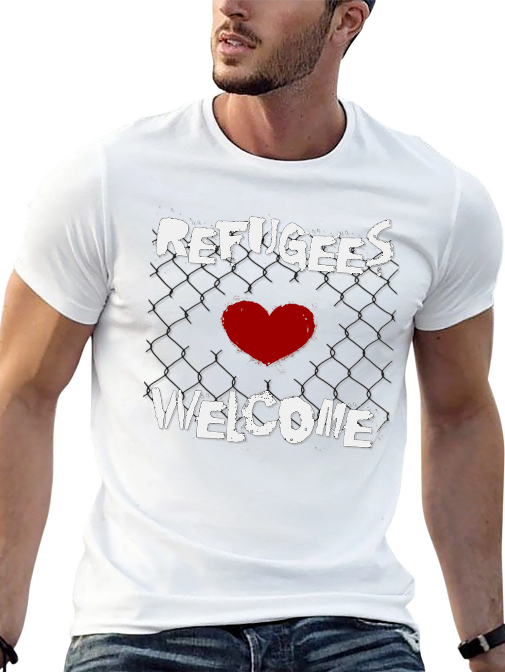Refugees Welcome Graphic Tee - Black
