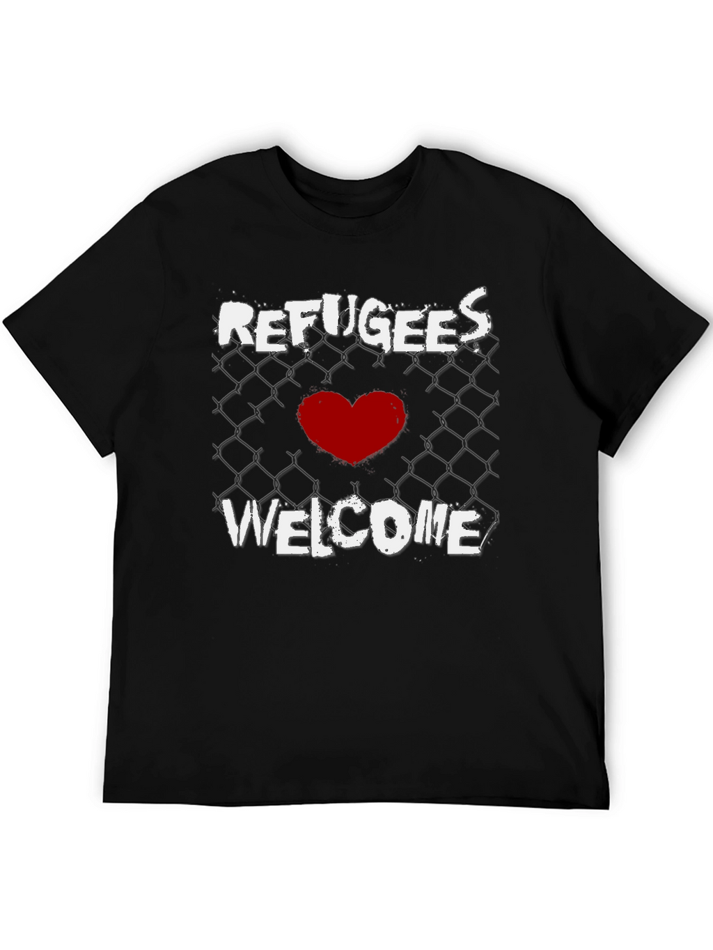 Refugees Welcome Graphic Tee - Black