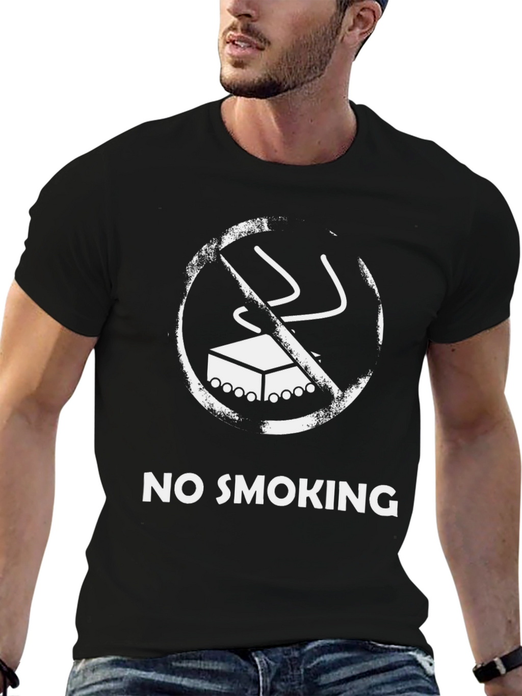 No Smoking Graphic Tee - Black Cotton T-Shirt