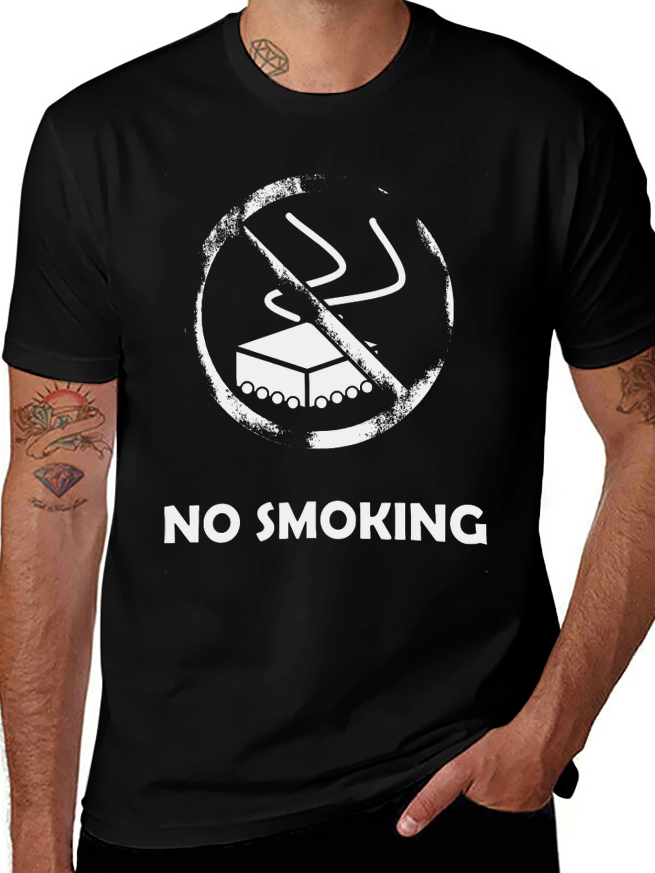 No Smoking Graphic Tee - Black Cotton T-Shirt
