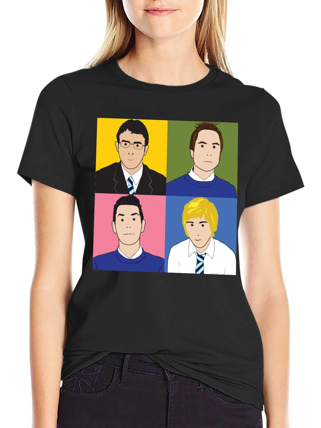 The Inbetweeners Cartoon T-Shirt - Black Tee