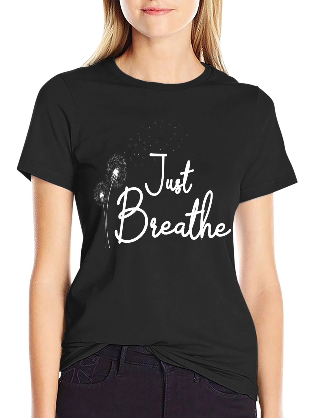 Just Breathe Graphic Tee - Black Cotton Blend