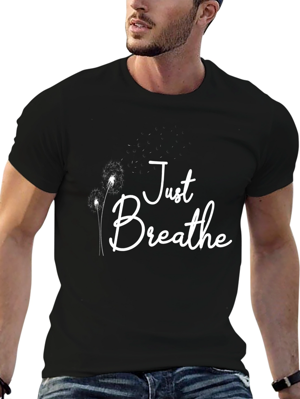 Just Breathe Graphic Tee - Black Cotton Blend