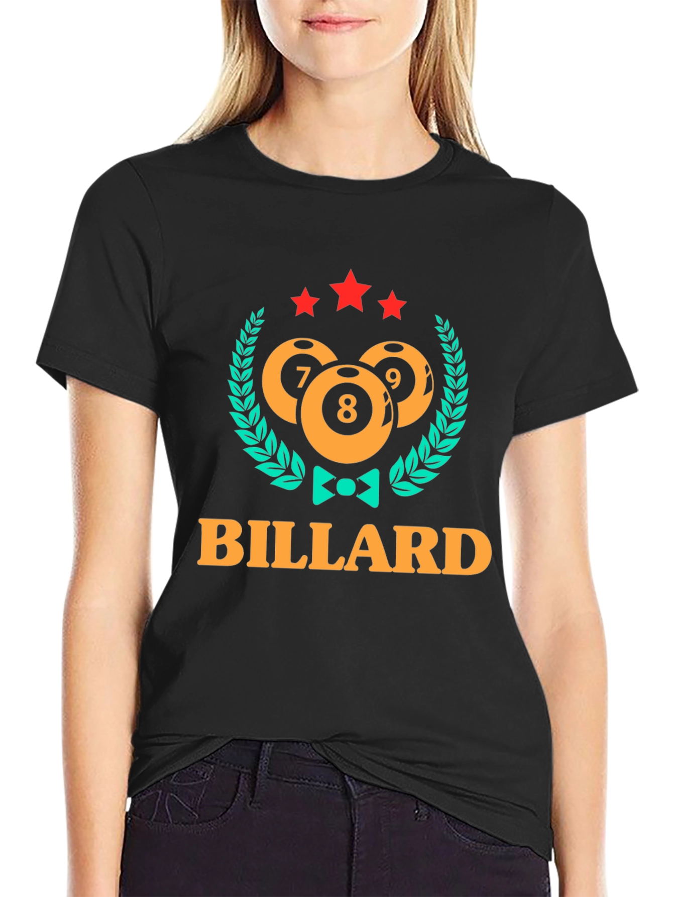 Billiard Ball Graphic Tee - Black Cotton Blend