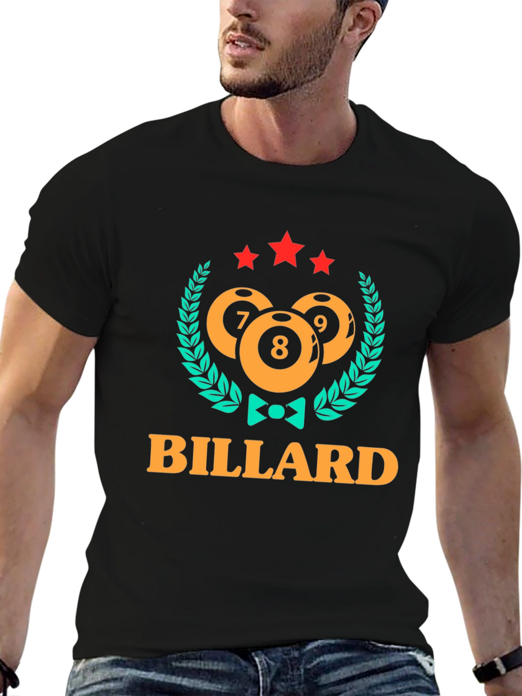 Billiard Ball Graphic Tee - Black Cotton Blend