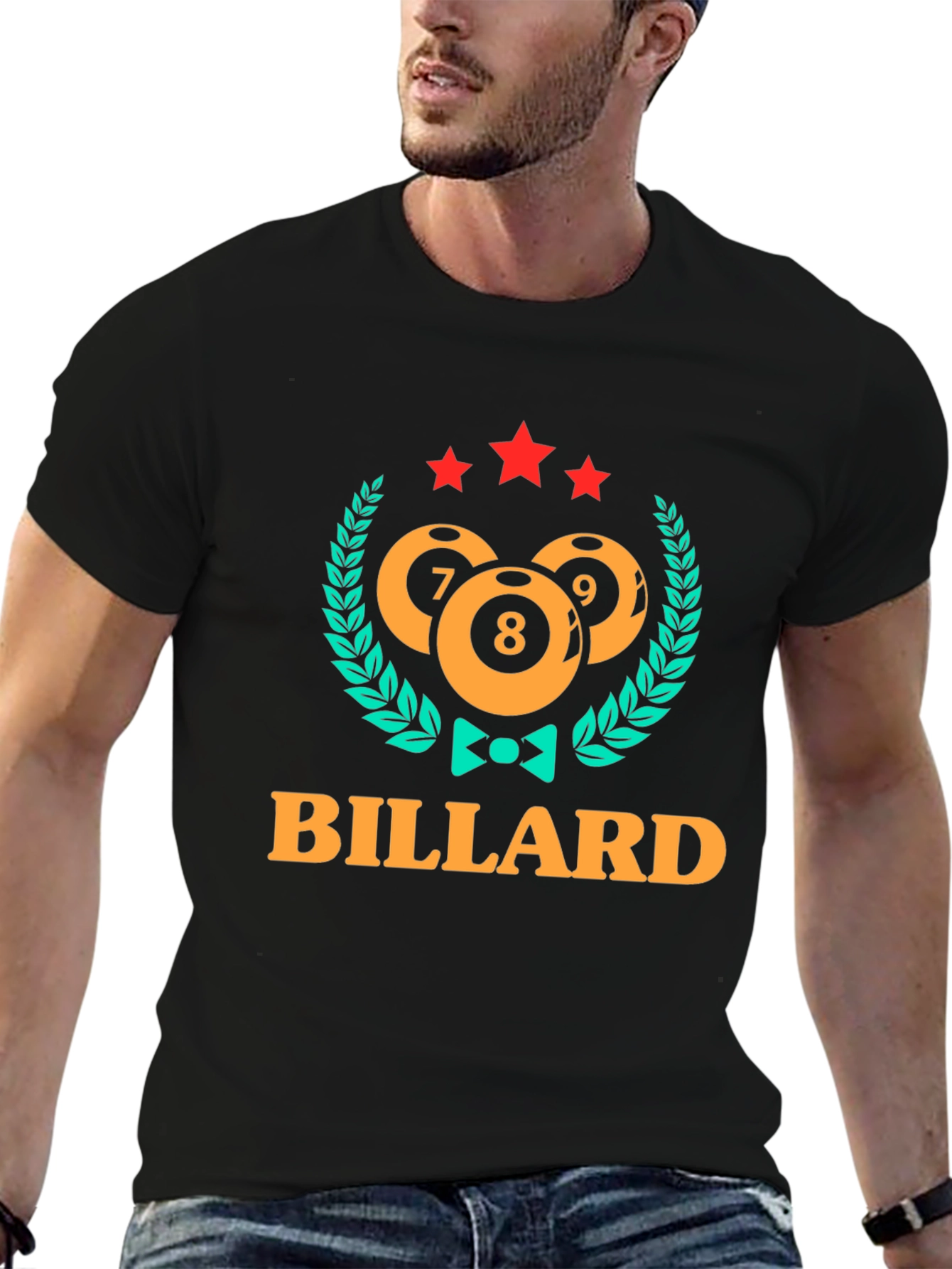 Billiard Ball Graphic Tee - Black Cotton Blend