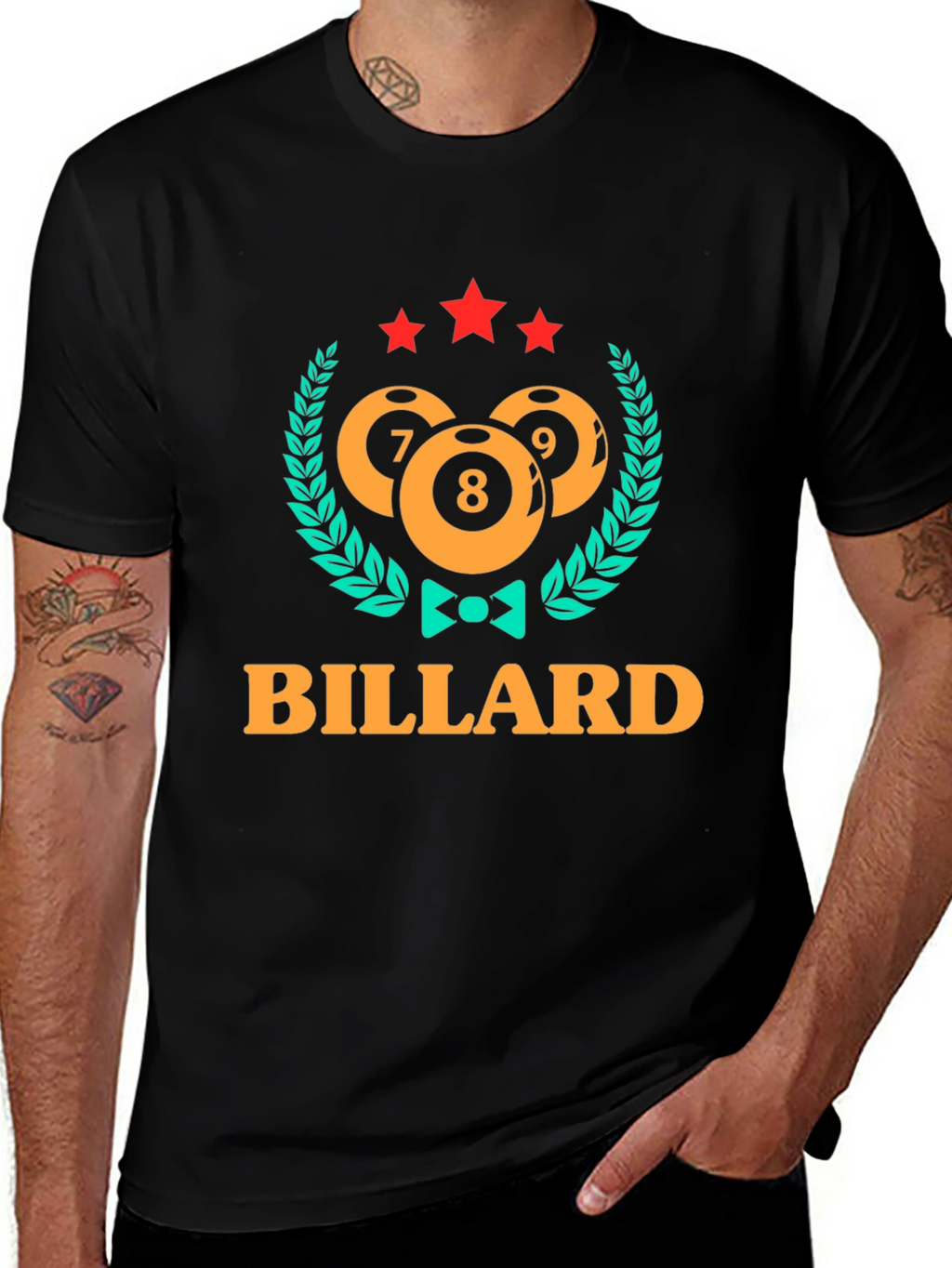 Billiard Ball Graphic Tee - Black Cotton Blend