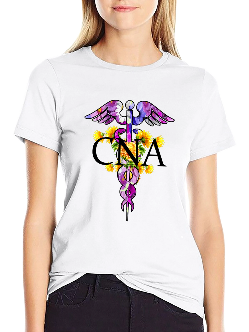Floral CNA Caduceus T-Shirt