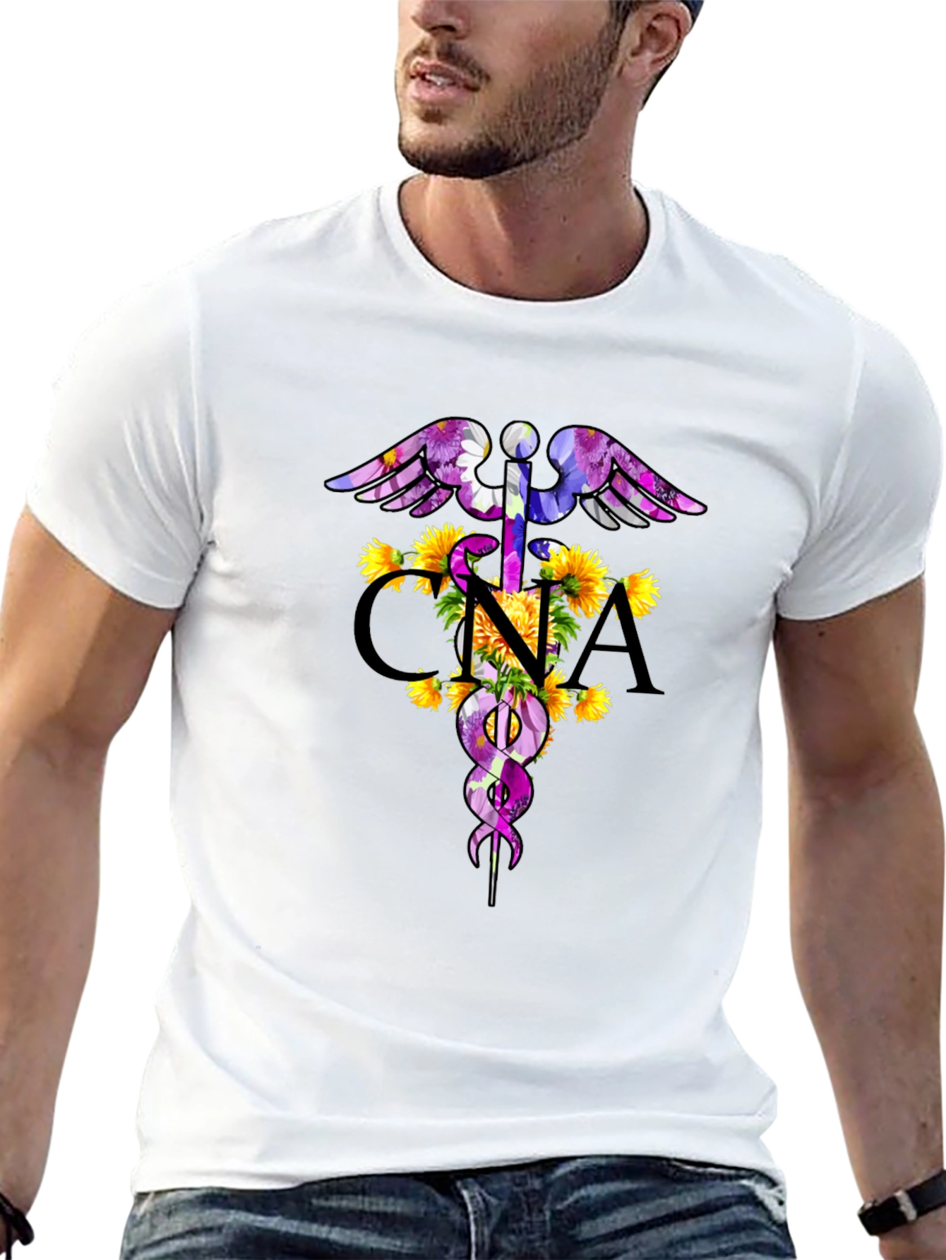 Floral CNA Caduceus T-Shirt