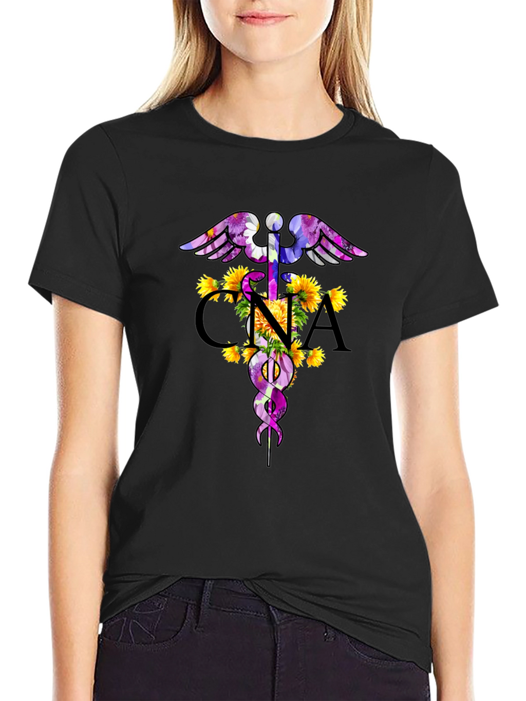 Floral CNA Caduceus T-Shirt