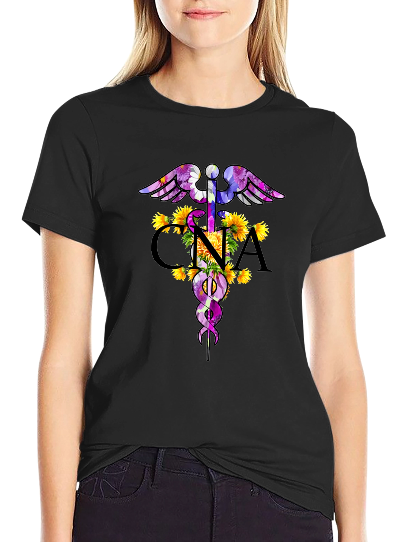 Floral CNA Caduceus T-Shirt