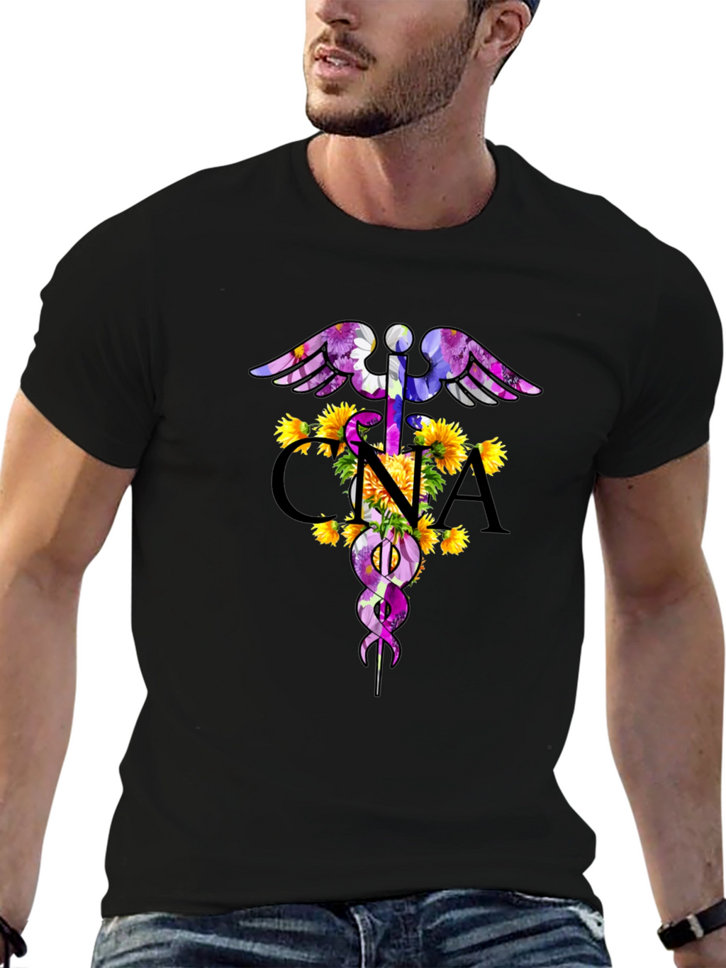 Floral CNA Caduceus T-Shirt