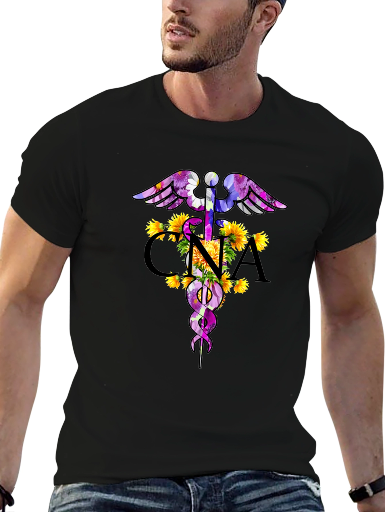 Floral CNA Caduceus T-Shirt