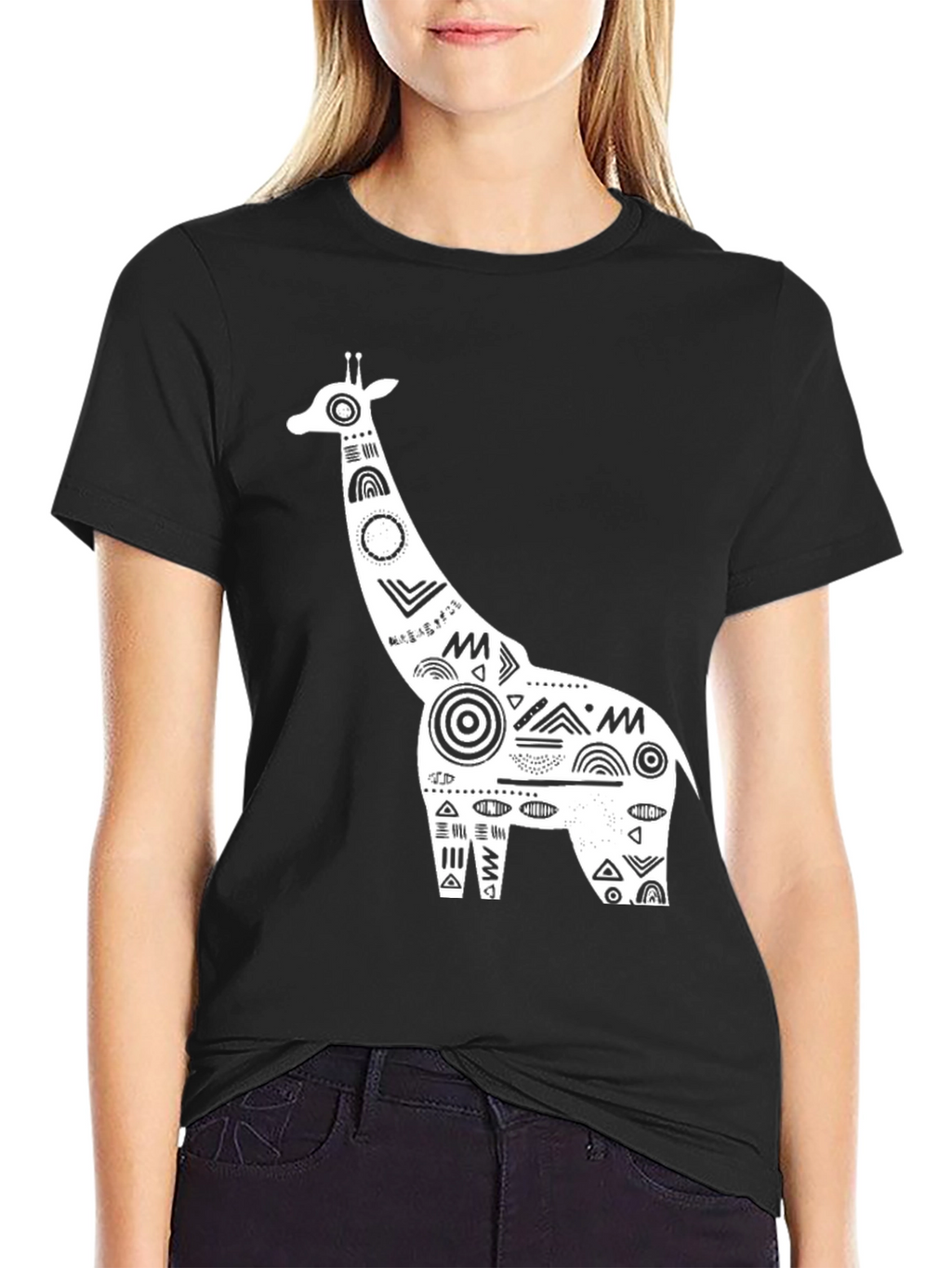 Giraffe Graphic Tee - Black Cotton