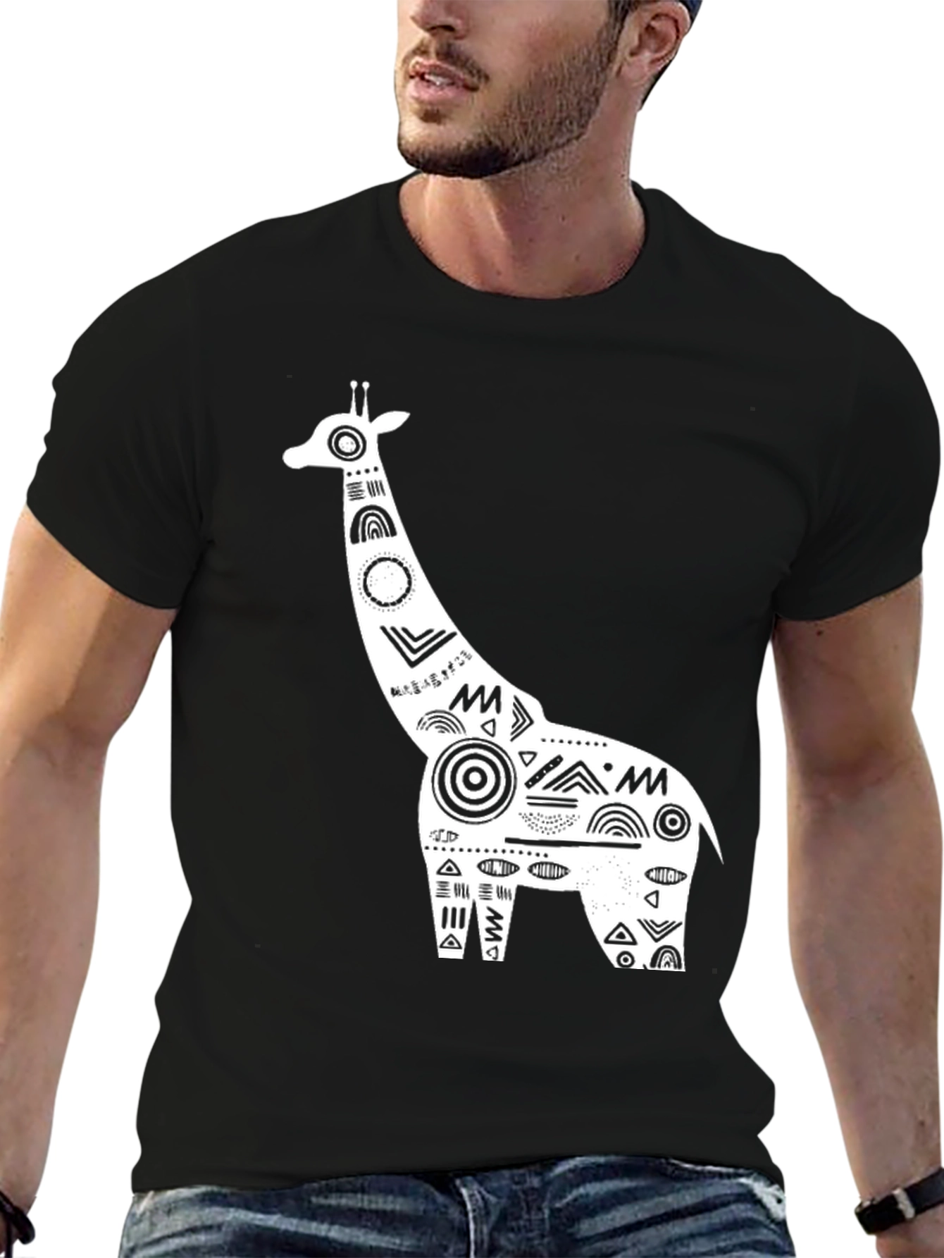 Giraffe Graphic Tee - Black Cotton