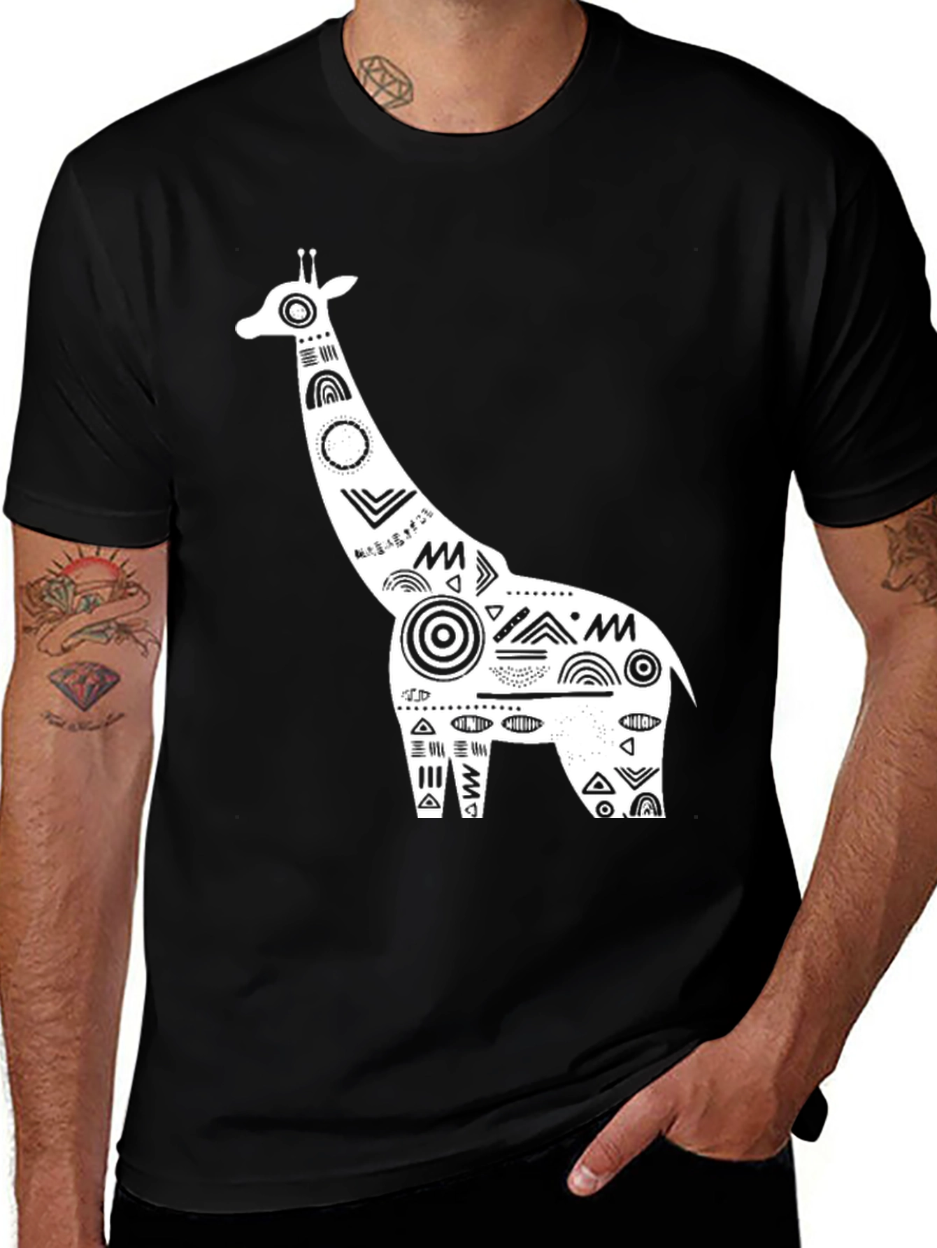Giraffe Graphic Tee - Black Cotton