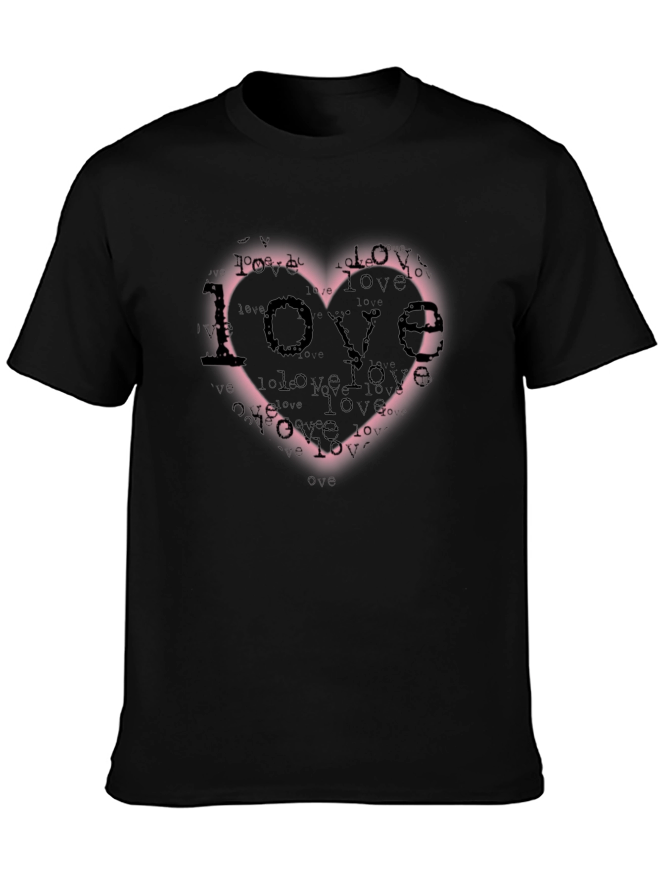 Love Heart Graphic Print Black T-Shirt