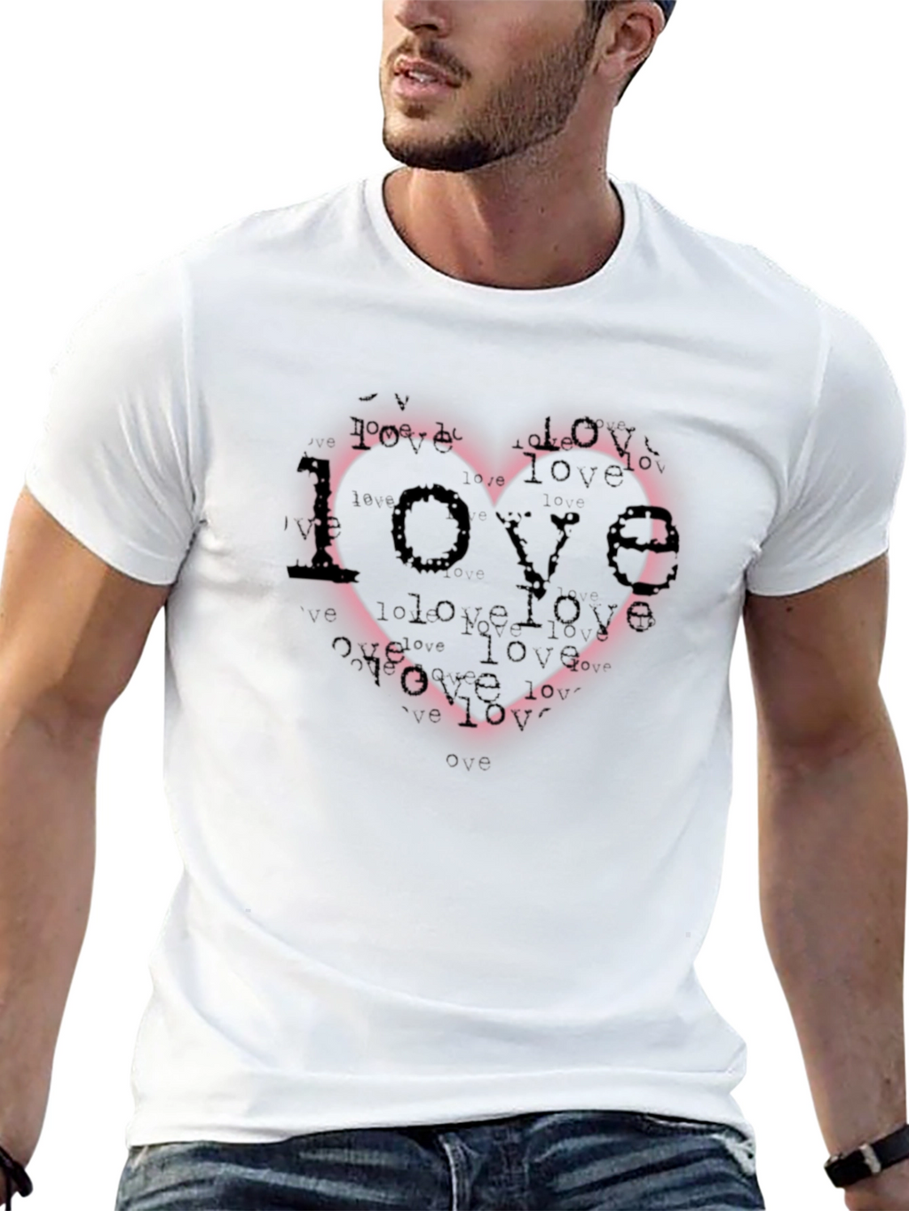 Love Heart Graphic Print Black T-Shirt