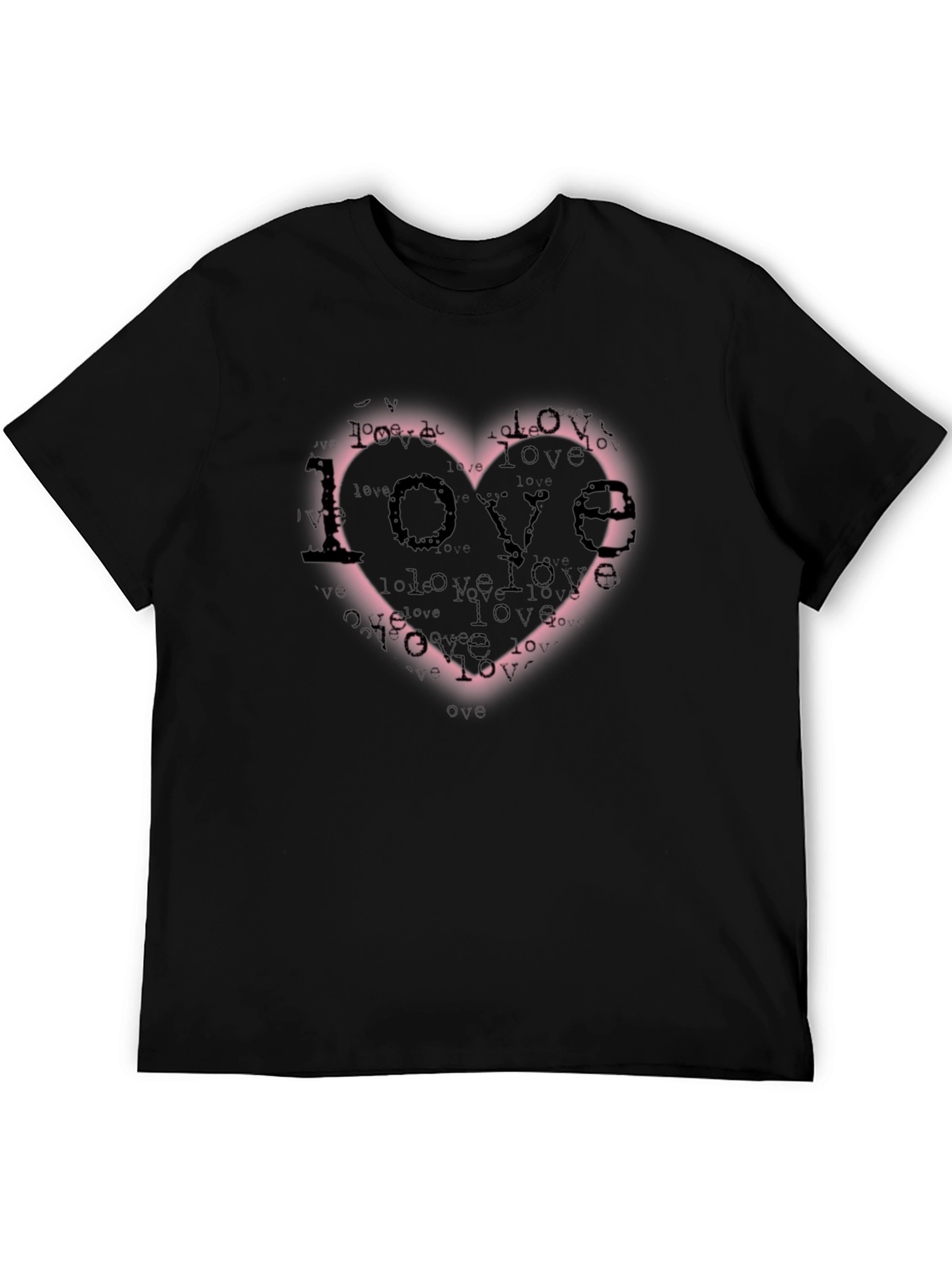 Love Heart Graphic Print Black T-Shirt