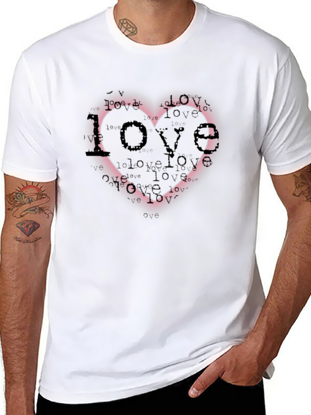 Love Heart Graphic Print Black T-Shirt