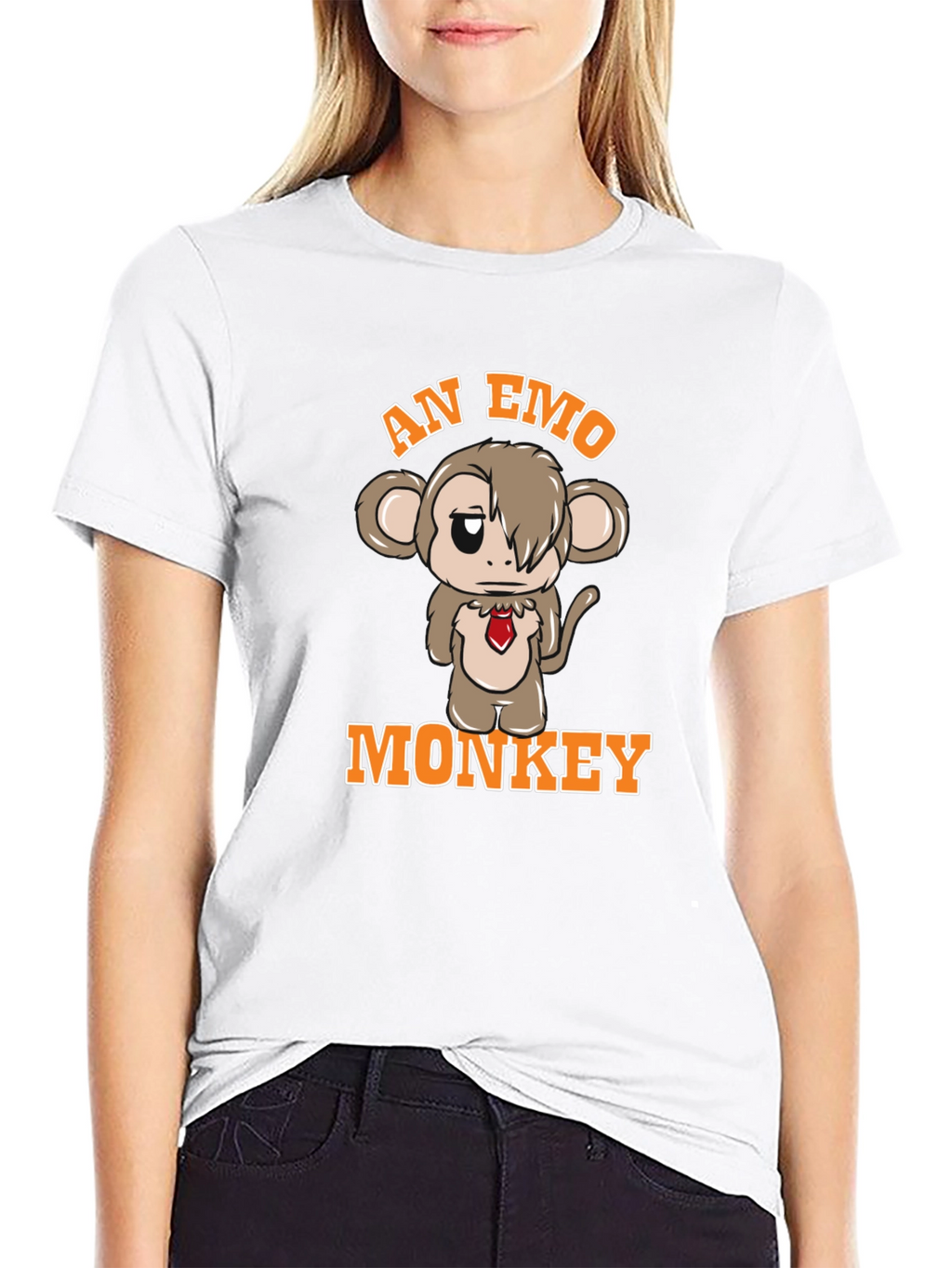 Emo Monkey Graphic Tee - Unisex Black T-Shirt