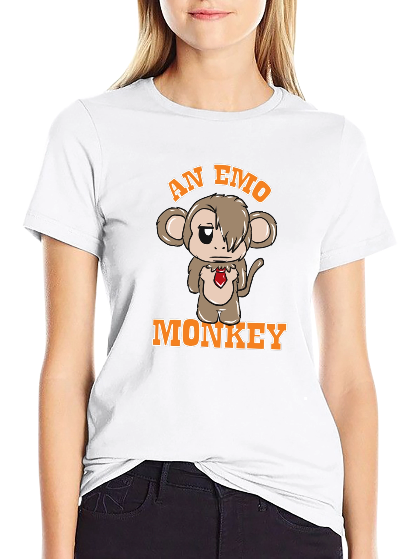 Emo Monkey Graphic Tee - Unisex Black T-Shirt