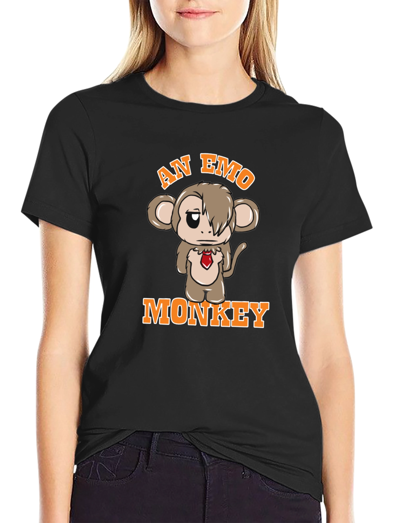 Emo Monkey Graphic Tee - Unisex Black T-Shirt