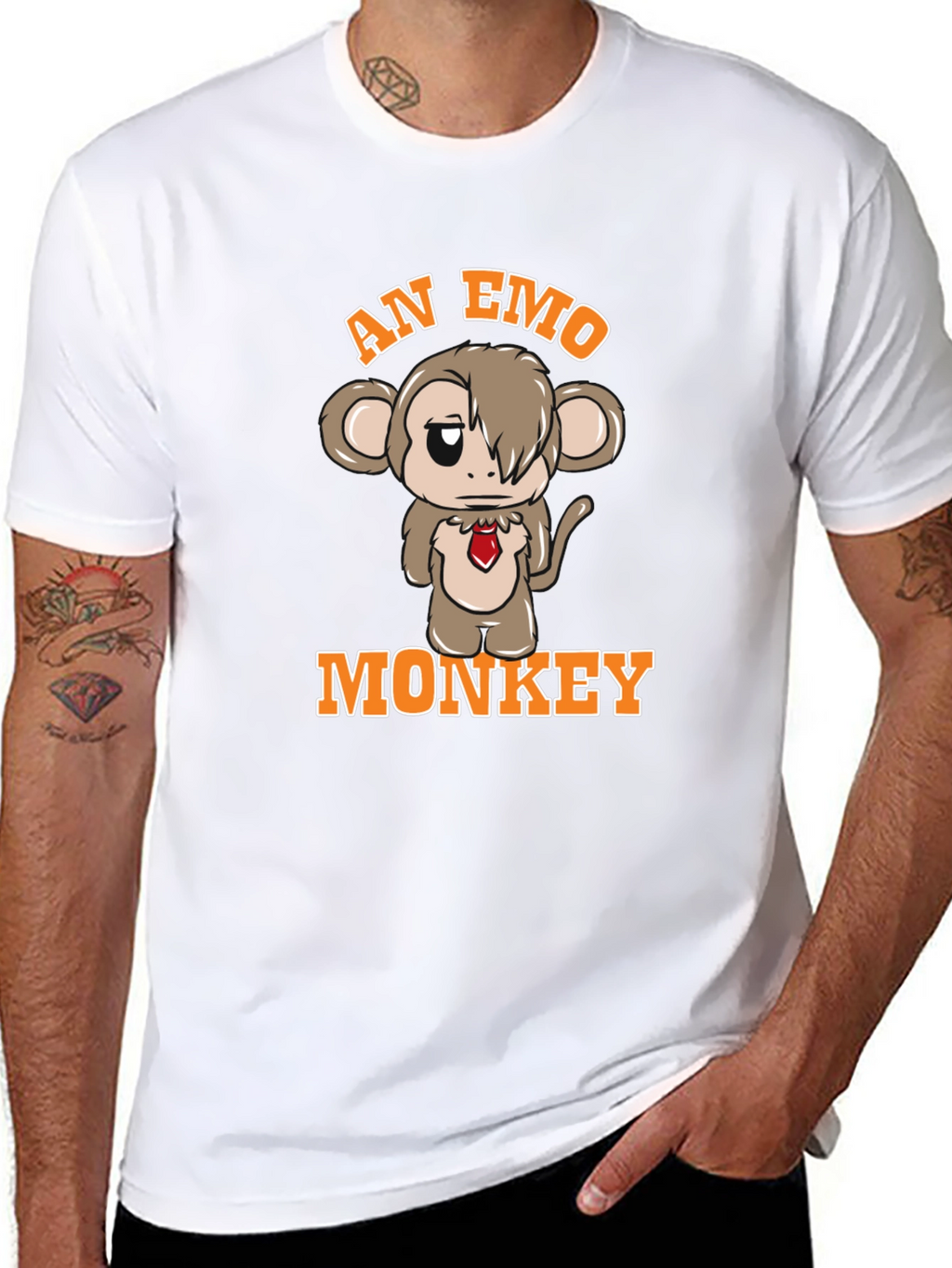 Emo Monkey Graphic Tee - Unisex Black T-Shirt