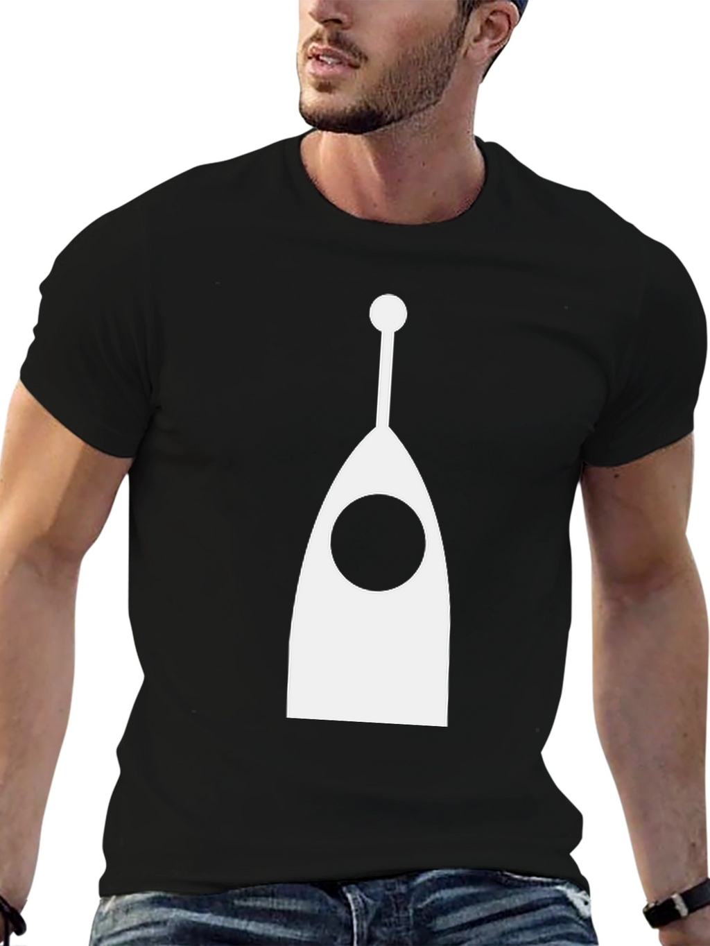 Abstract Antenna Graphic Tee - Modern Black T-Shirt
