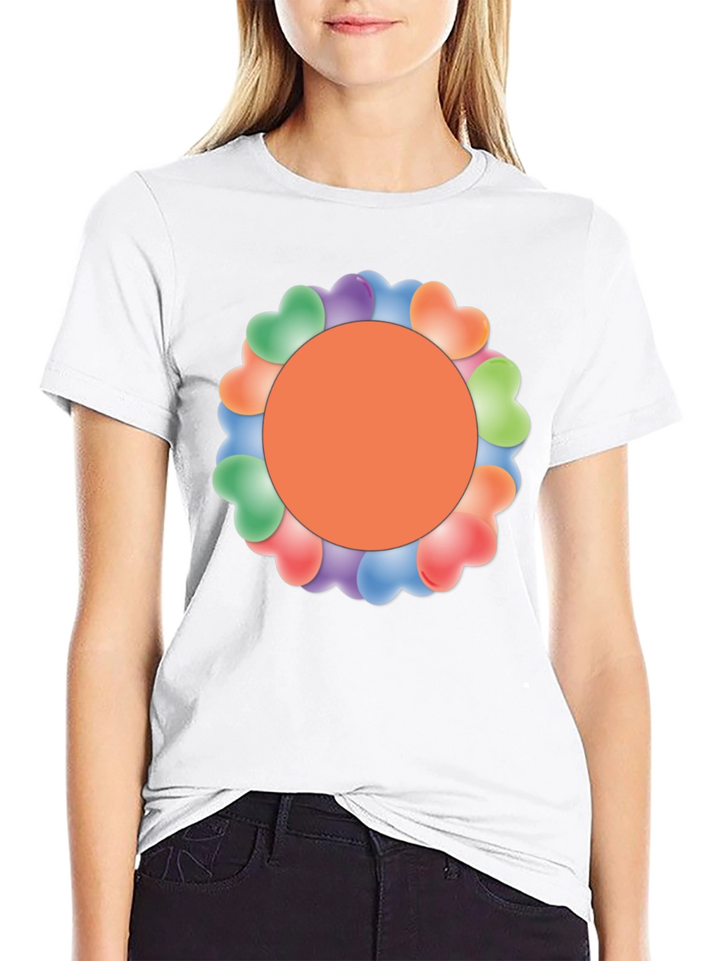 Heart Balloon Circle Graphic Tee - Trendy Style