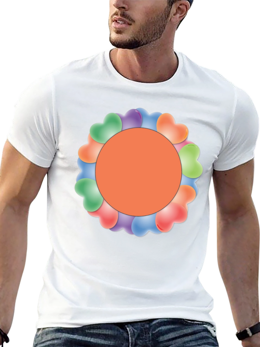 Heart Balloon Circle Graphic Tee - Trendy Style