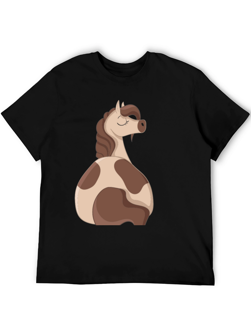 Horse Cartoon Graphic Black T-Shirt