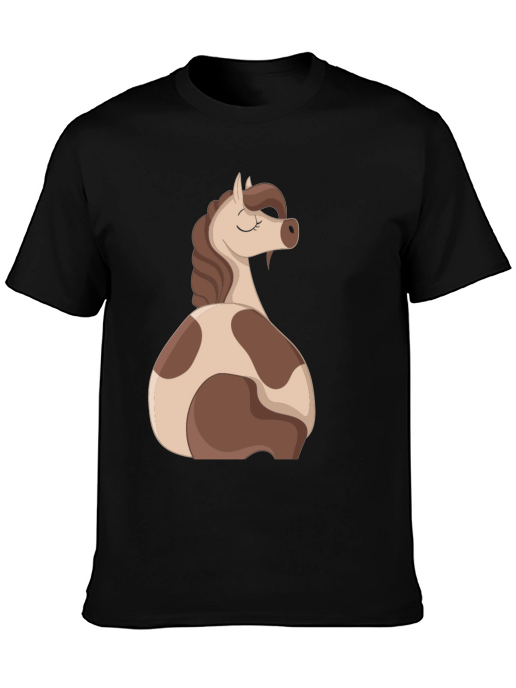 Horse Cartoon Graphic Black T-Shirt