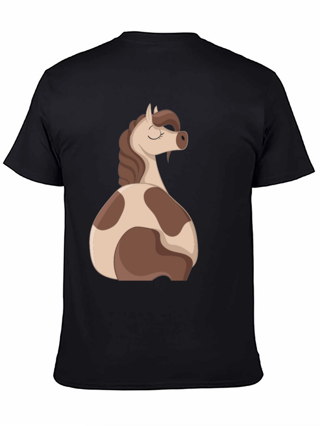 Horse Cartoon Graphic Black T-Shirt