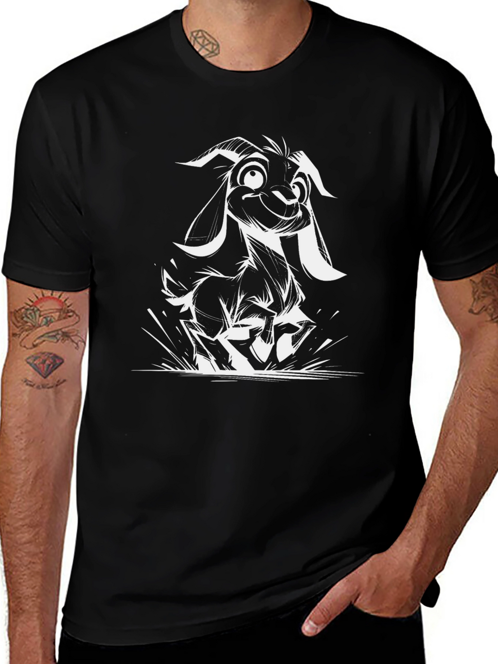 Goat Graphic Tee - Black Crew Neck T-Shirt