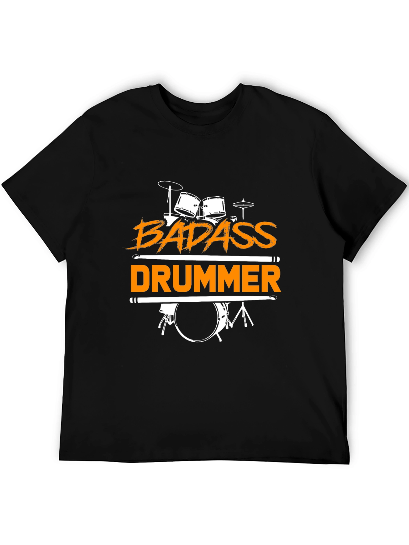 Badass Drummer Graphic Tee - Black Cotton T-Shirt