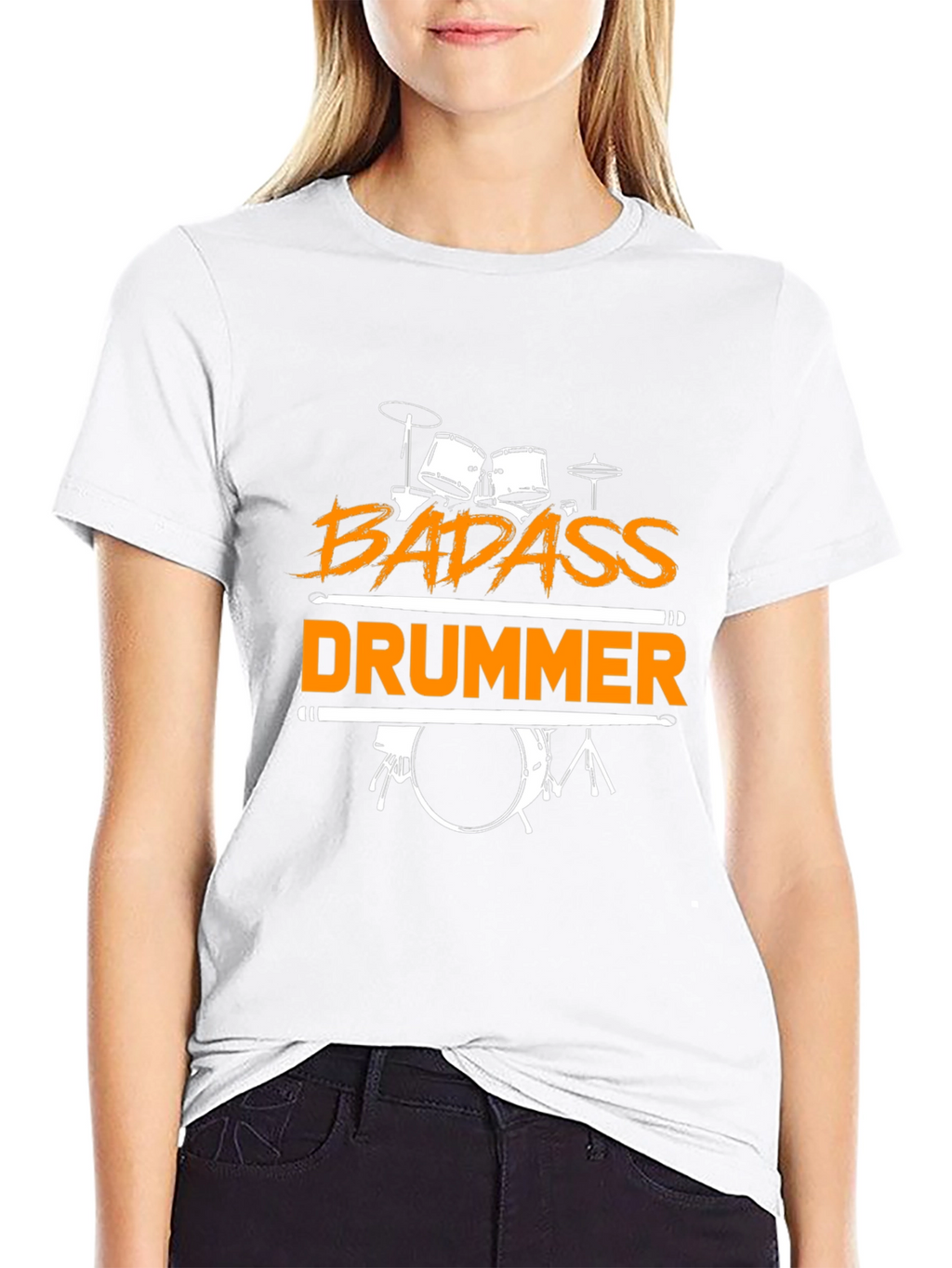 Badass Drummer Graphic Tee - Black Cotton T-Shirt