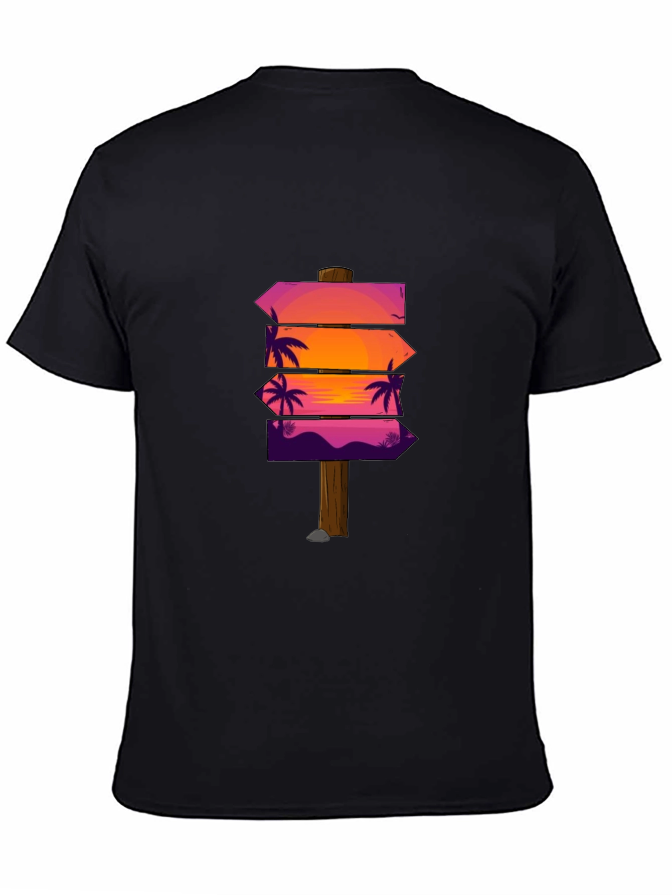 Sunset Palm Arrows Graphic Black T-Shirt