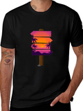 Sunset Palm Arrows Graphic Black T-Shirt