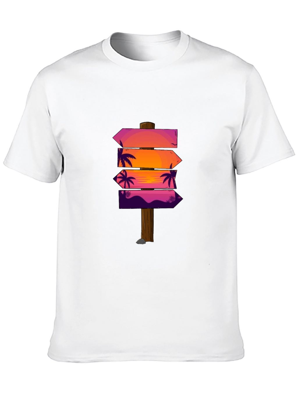 Sunset Palm Arrows Graphic Black T-Shirt