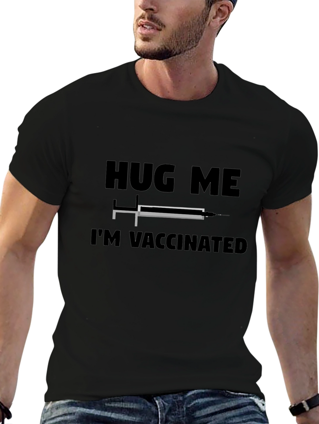 Hug Me Im Vaccinated Graphic T-Shirt