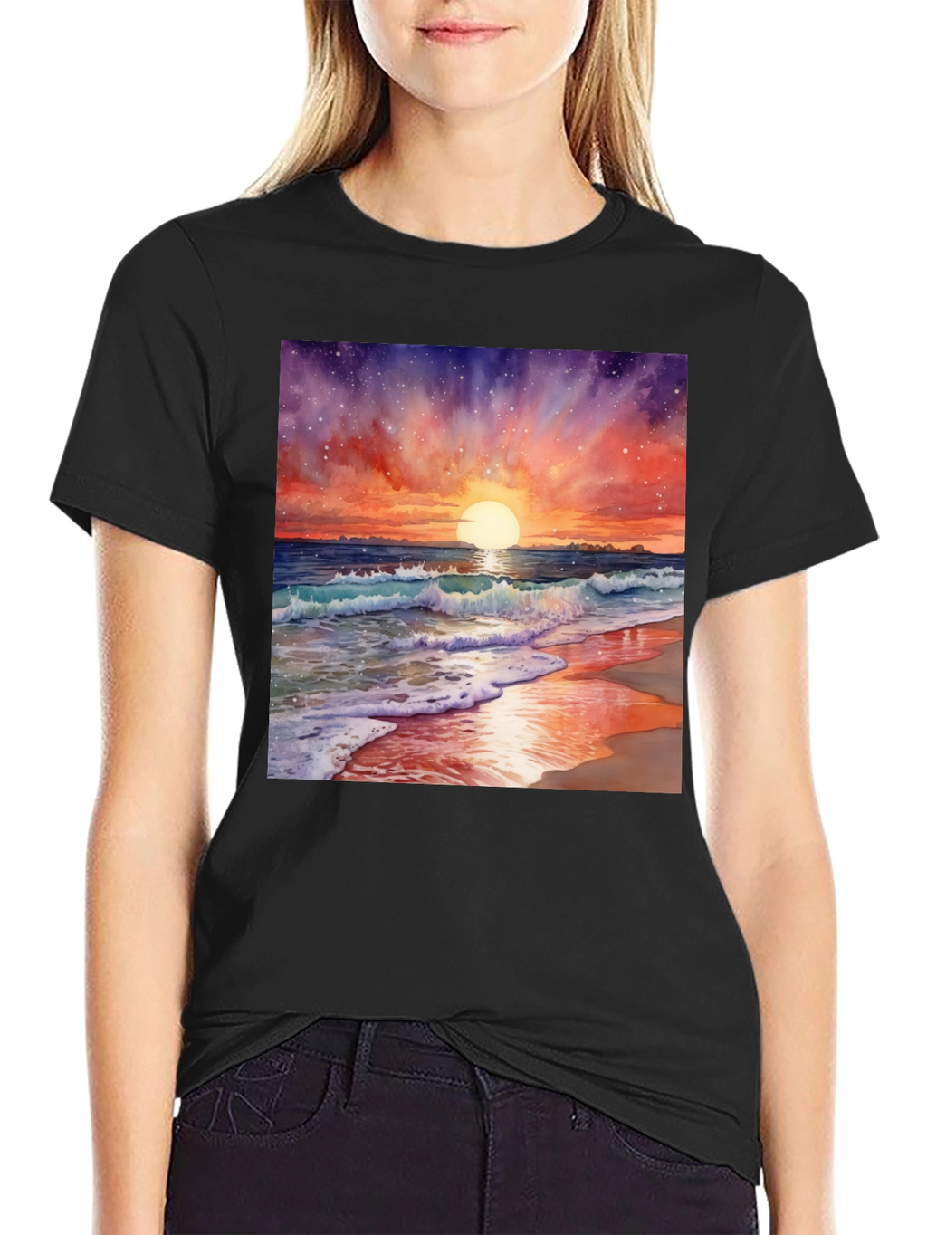 Sunset Beach Watercolor T-Shirt