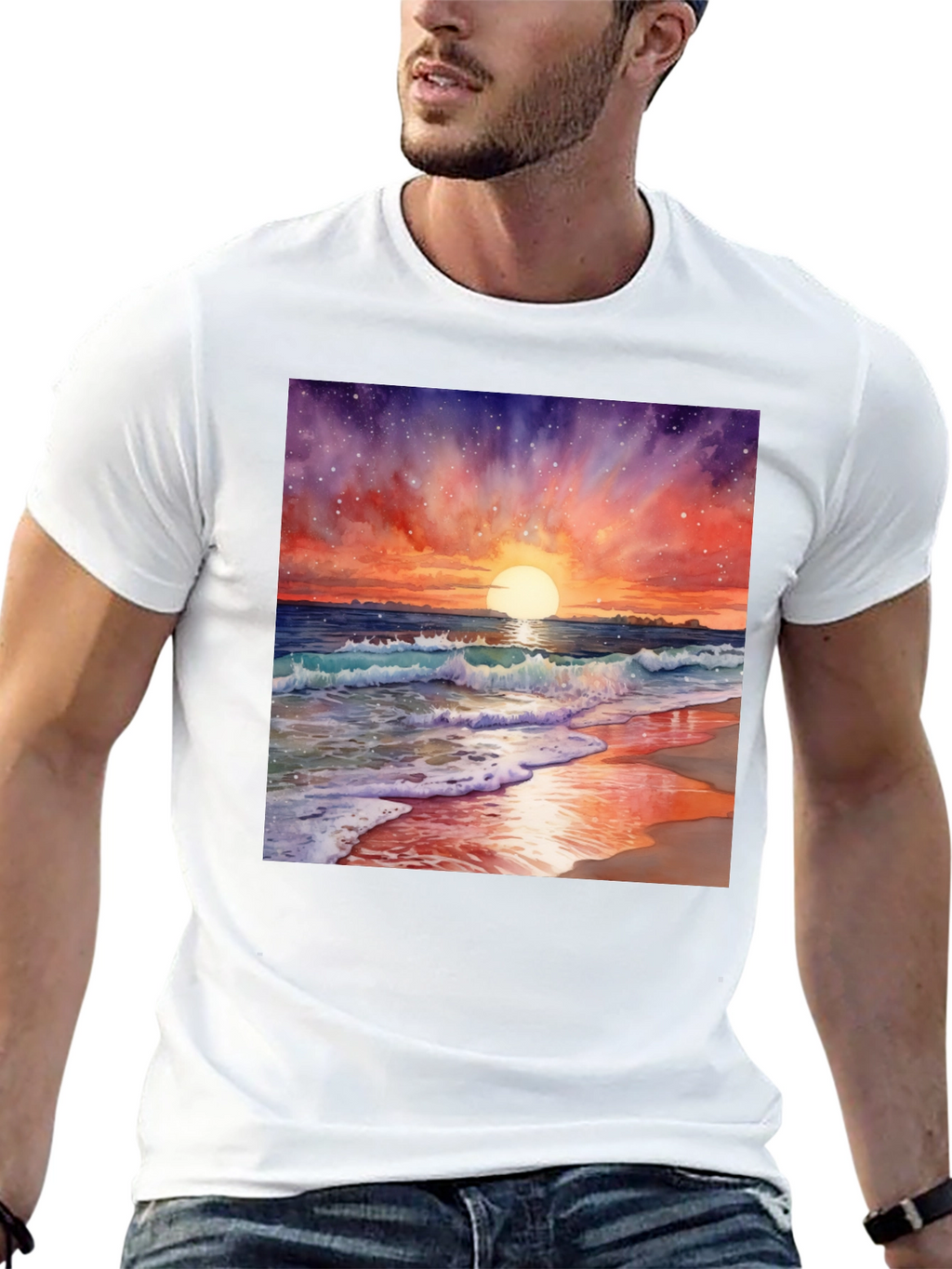 Sunset Beach Watercolor T-Shirt