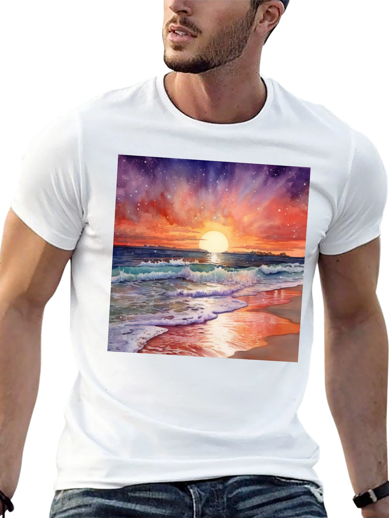 Sunset Beach Watercolor T-Shirt