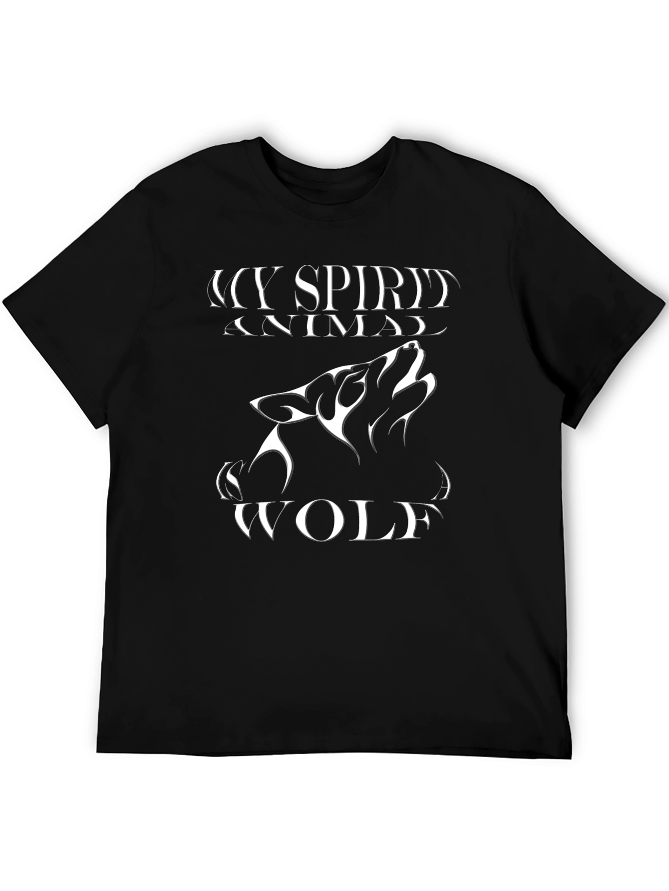 Wolf Spirit Animal Graphic Tee - Black